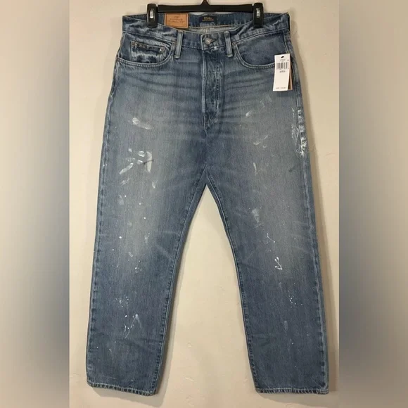 Polo Ralph Lauren Men Vintage Classic Fit Hand Paint Splatter Jeans Sz 32X32 NWT